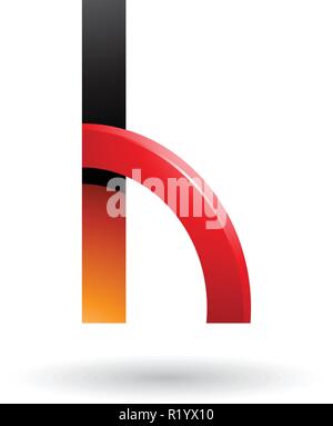Vector Illustration of Orange and Red Letter H with a Glossy Quarter Circle isolated on a White Background Stock Vector