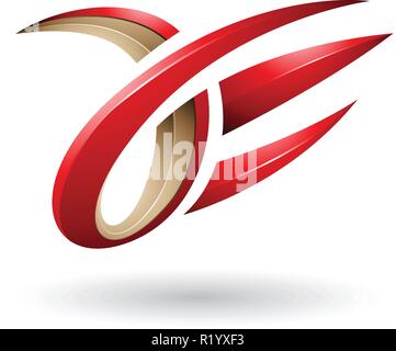 Vector Illustration of Red and Beige 3d Claw Shaped Letter A and E isolated on a White Background Stock Vector
