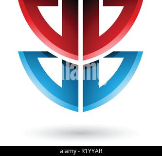 Vector Illustration of Red and Blue Shield Like Shape of Letter B isolated on a White Background Stock Vector