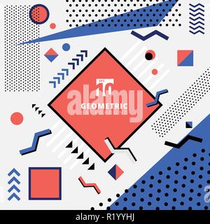 Abstract geometric pattern design memphis style for fashion in colorful tone  background. Vector illustration Stock Vector