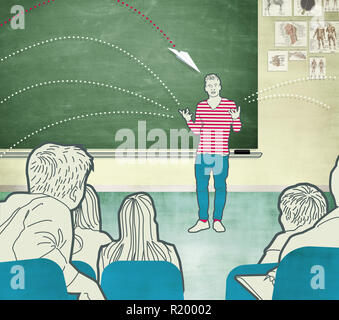 Teacher in front of uninterested class Stock Photo