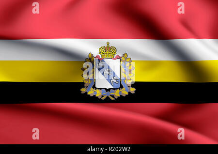 Kursk modern and realistic closeup flag illustration. Perfect for background or texture purposes. Stock Photo