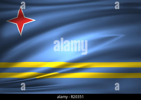 Aruba 3D waving flag illustration. Texture can be used as background. Stock Photo