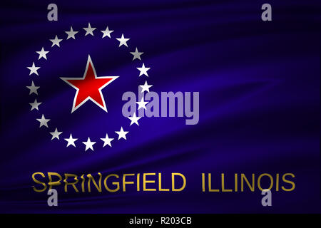 Springfield Illinois 3D waving flag illustration. Texture can be used as background. Stock Photo