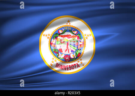 Minnesota 3D waving flag illustration. Texture can be used as background.