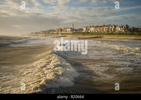 Rough seas in Winter at Southwold, Suffolk Stock Photo