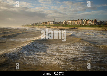 Rough seas in Winter at Southwold, Suffolk Stock Photo