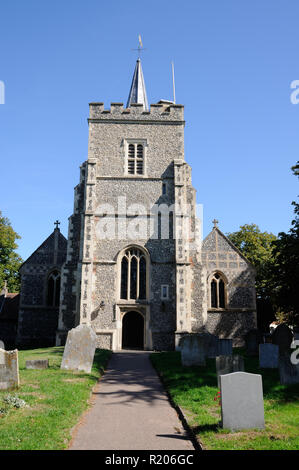 Exterior of the flint-built St Mary's Church, Old Town, Amersham ...