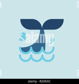Whale tail in flat style. Vector illustration Stock Vector