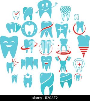 Tooth dental care logo icons set. Flat illustration of 25 tooth dental care logo vector icons for web Stock Vector