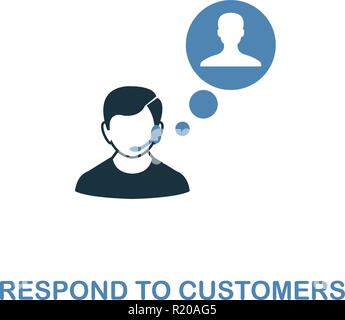 Respond To Customers icon. Two colors premium design from management icons collection. Pixel perfect simple pictogram respond to customers icon. UX an Stock Vector
