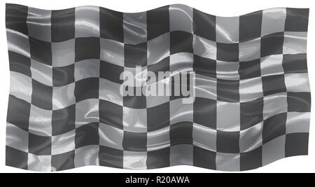 A racing black and white chequered silk flag fluttering in the breeze Stock Photo
