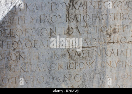 TURKEY, ISTAMBUL - 12 DECEMBER 2016: Ancient inscriptions in the church Stock Photo