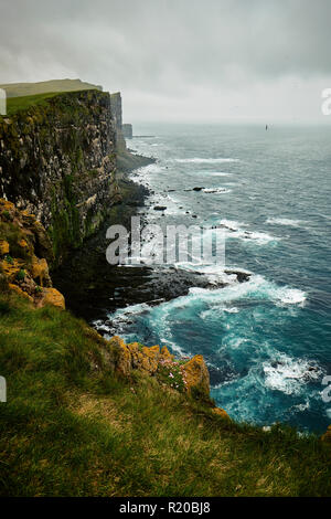 Látrabjarg promontory at the westernmost point in Iceland. Europe's largest seabird cliff, 14km long and up to 440m high. Stock Photo