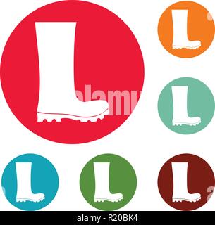 Rubber boots icons circle set vector isolated on white background Stock Vector