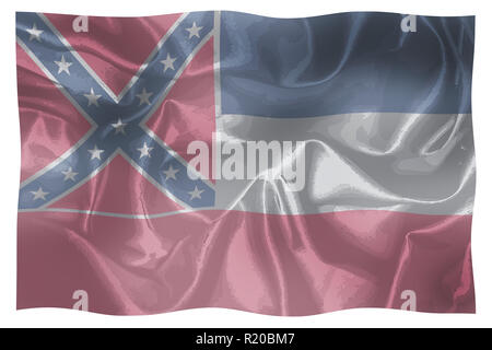 The flag of the USA state of Mississippi fluttering in the breeze Stock Photo