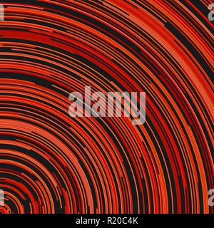 Red abstract psychedelic background design from concentric curved lines Stock Vector