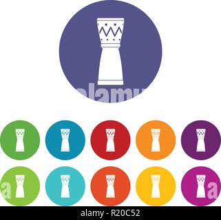 Tamtam icons set vector color Stock Vector