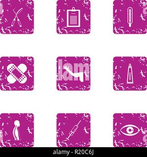 Practitioner icons set, grunge style Stock Vector