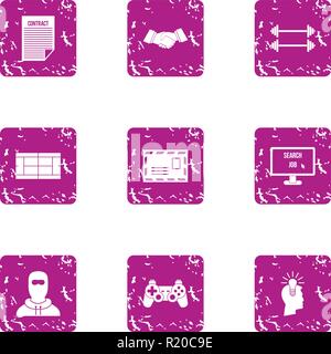 Practice sess icons set, grunge style Stock Vector