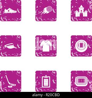 Sport technique icons set, grunge style Stock Vector