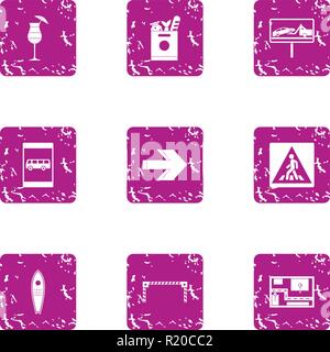 Freeway icons set, grunge style Stock Vector