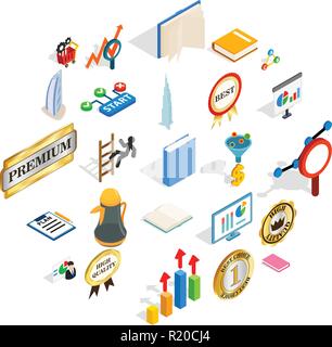 Superior icons set, isometric style Stock Vector