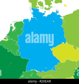 Colorful map of Germany. Vector illustration template for wall art and marketing in square format. Stock Vector
