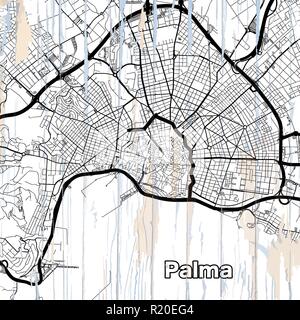 Street map of Palma. Vector illustration template for wall art and marketing in square format. Stock Vector