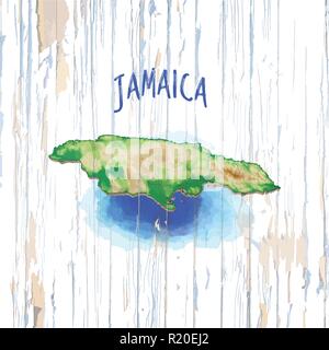 Vintage map of Jamaica. Vector illustration template for wall art and marketing in square format. Stock Vector