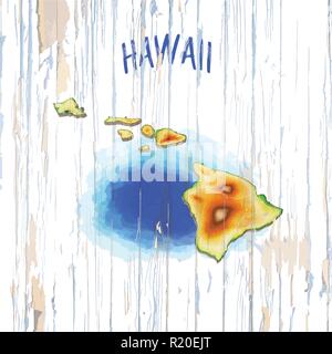 Vintage map of Hawaii. Vector illustration template for wall art and marketing in square format. Stock Vector