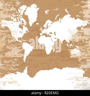Vintage World Map. Vector illustration template for wall art and marketing in square format. Stock Vector