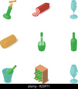 Shtof icons set, isometric style Stock Vector