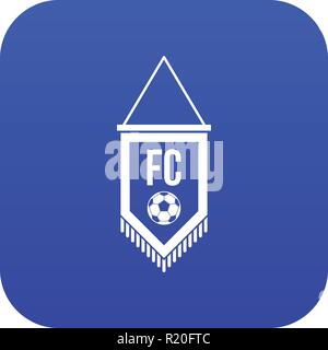 Pennant with soccer ball icon digital blue Stock Vector