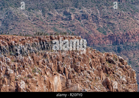 cactus and mountains panorama Baja California Sur Rocks desert landscape view cortez sea Stock Photo