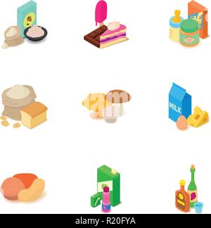Component food icons set, isometric style Stock Vector