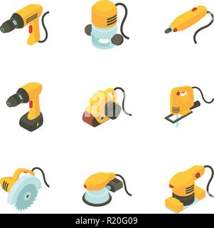 Toolkit icons set, isometric style Stock Vector