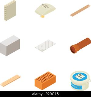 Engineering material icons set, isometric style Stock Vector