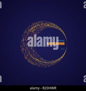 Dark blue background with orange grunge ink blots Stock Vector