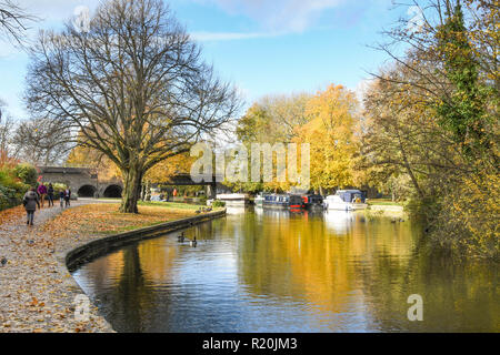 RIVER THAMES, WINDSOR, ENGLAND - NOVEMBER 2018: Scenic view of houseboats moored on the River Thames near Windsor. Stock Photo
