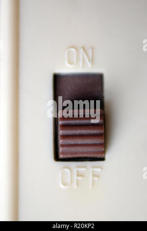Plastic switch on and off, close-up Stock Photo