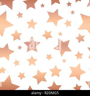 Shiny copper foil stars seamless vector pattern Stock Vector