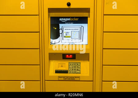November 15, 2018 Santa Clara / CA / USA - Amazon locker located inside a store in San Francisco bay area Stock Photo
