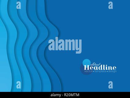 Blue corporate minimal material waves abstract background. Vector design Stock Vector