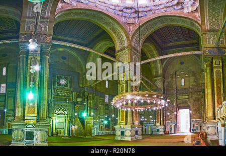 CAIRO, EGYPT - DECEMBER 21, 2017: The medieval Al-Rifai' (Royal) Mosque is one of the most beautiful religious city landmarks, also serving as tourist Stock Photo