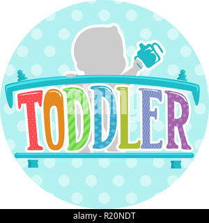 Colorful Typography Illustration Featuring the Word Toddler Set Against the Silhouette of a Baby Stock Photo