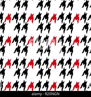 Seamless houndstooth pattern in red and black. Vector image. eps 10 Stock Vector