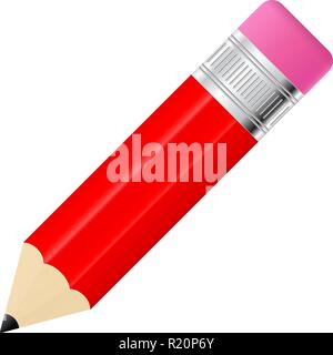 Red pencil with eraser Stock Vector
