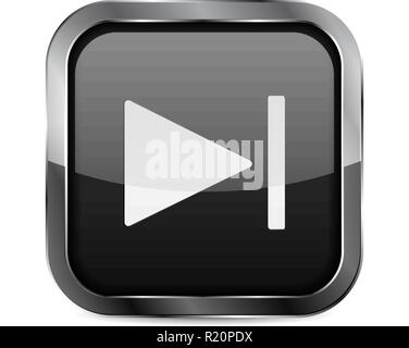 Fast forward button. Black glass 3d icon Stock Vector