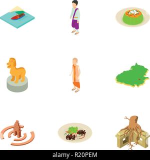 Obsolete building icons set, isometric style Stock Vector